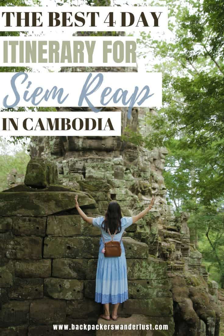 4 Days In Siem Reap: The Best Siem Reap Itinerary 26 Planning on spending 4 days in Siem Reap, but not sure what exactly to do? Come check out my 4 days in Siem Reap itinerary for everything you need to know about staying in my favorite city in Cambodia. So, let's chat about the top things to do, where to stay, accommodation, and more!