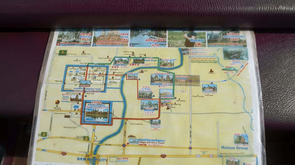 Angkor Wat Grand Circuit: All YOU Need To Know (2025) 4 a map in our tuk tuk of the different circuits and temples in siem reap