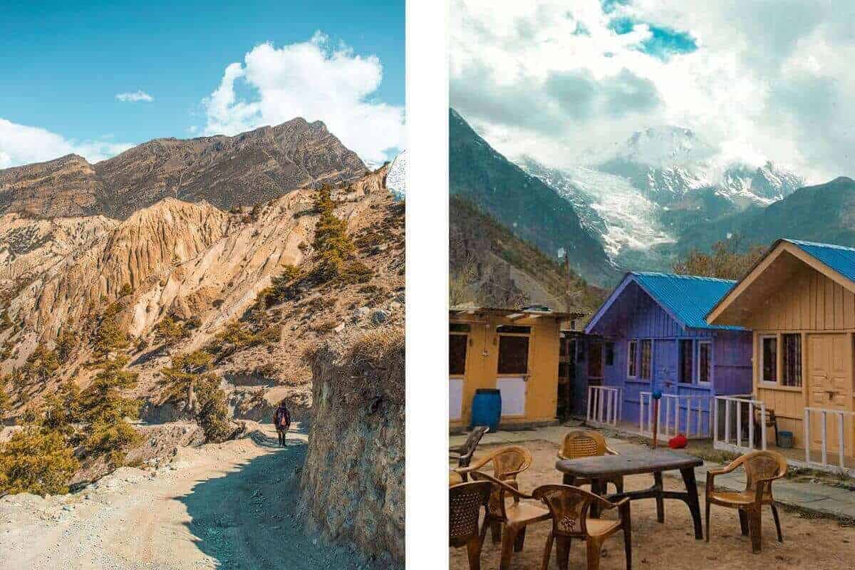Annapurna Circuit Itinerary: All You Need To Know About The Best Trek In Nepal 21 manang colorful teahouses with snowy mountains in the background