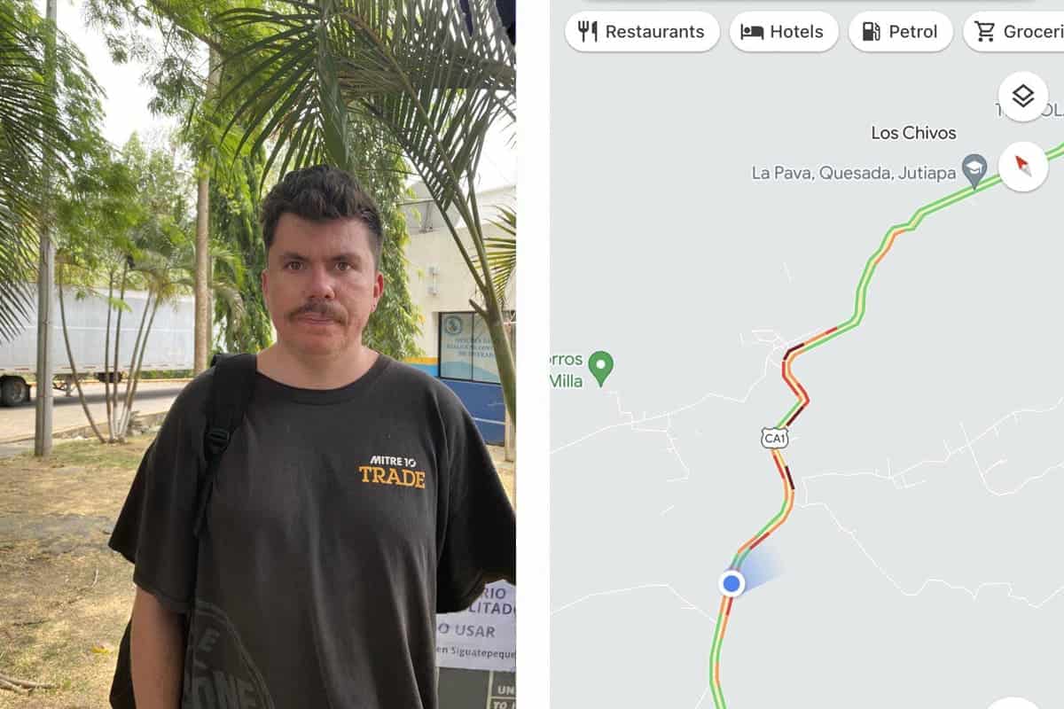 Antigua To Copan Ruinas: How To Travel From Guatemala To Honduras 13 waiting for the rest of the bus to complete immigration from guatemala to honduras // watching our google map as we get closer to copan ruinas