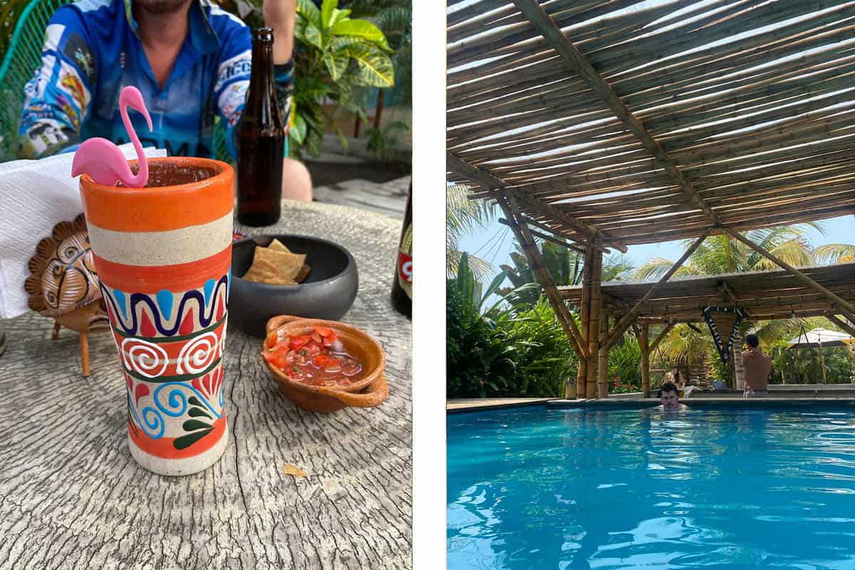 Antigua To El Paredon: Tourist Shuttle, Chicken Bus, Or Taxi? 15 delicious cocktails at zicatela restaurant // going for a swim in the pool at mellow hostel