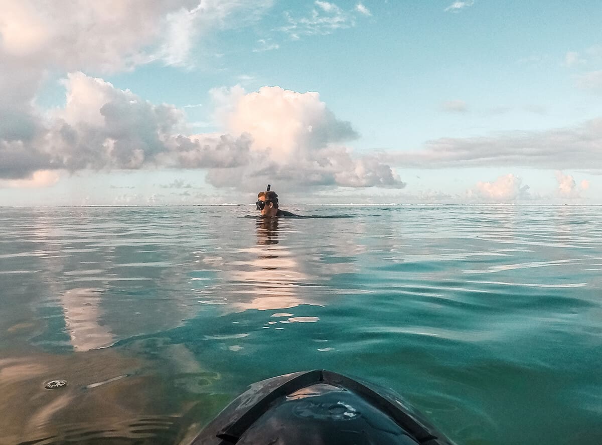 Swim With Sea Turtles In Rarotonga: Ariki Adventures 12 view from the front of a sea scooter in rarotonga