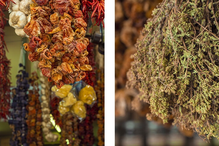 Discovering The Athens Food Scene With Athens Walking Tours 25 herbs hanging in store in athens greece