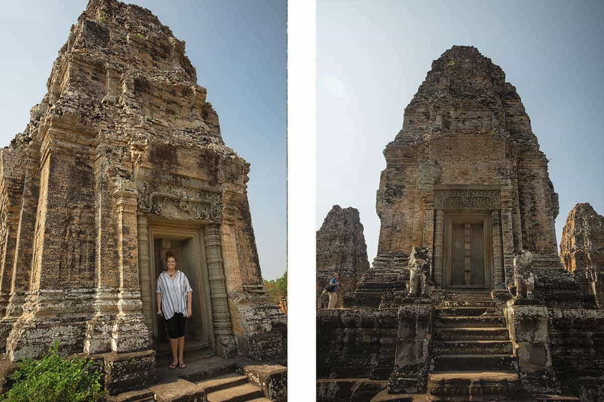 Backpacking Cambodia: BEST Travel Tips For 2025 20 checking out the impressive carvings on one of the temples- a must when backpacking cambodia