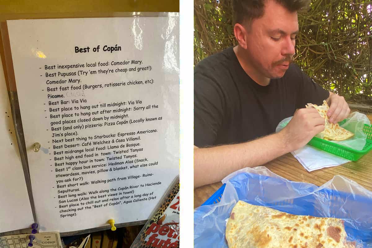 Backpacking Copan Ruinas & Hostels In Copan Ruinas For Travelers 18 a list of the best things to do at our best hostel in copan ruinas, iguana azul // enjoying a baleada, a good budget breakfast