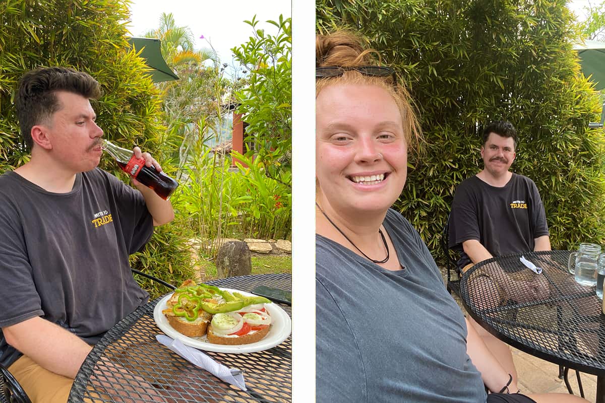 Backpacking Copan Ruinas & Hostels In Copan Ruinas For Travelers 19 having a lunch after arriving in copan ruinas on the bus from antigua guatemala