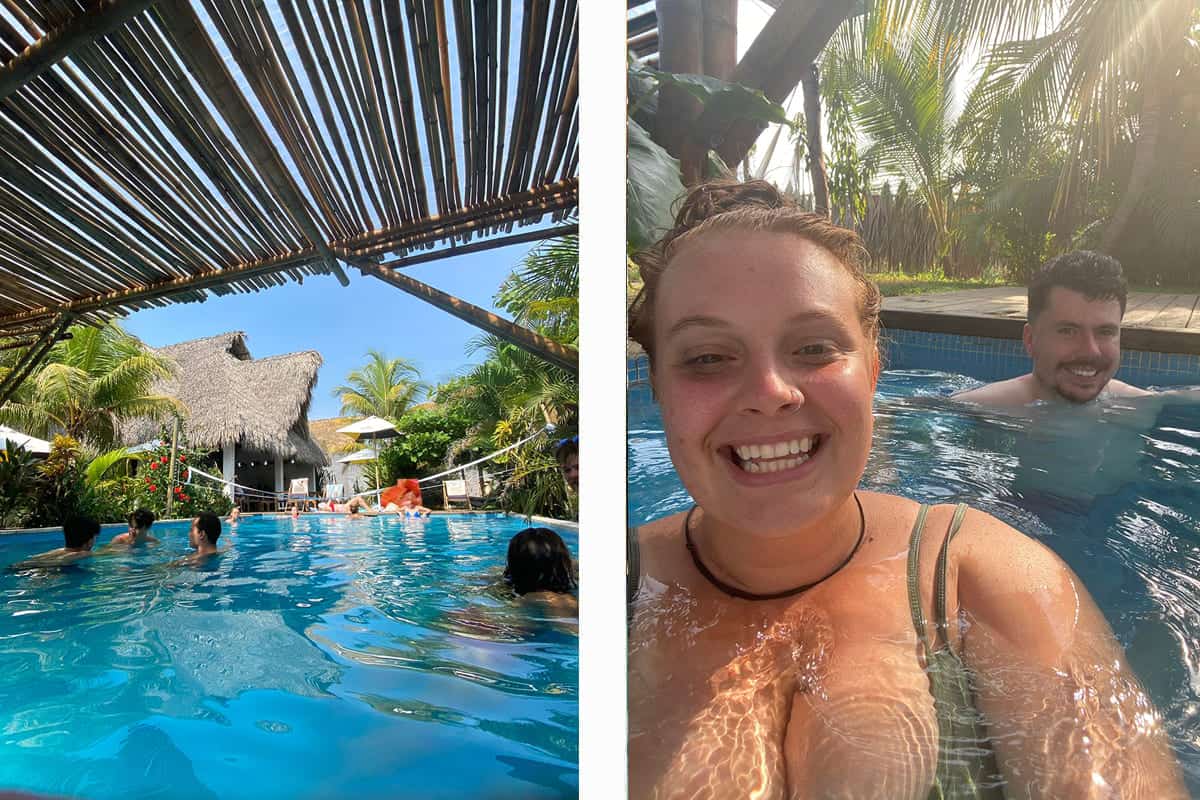 Backpacking Guatemala: The Ultimate Budget Guide 2025 42 enjoying relaxing at the hostel pool in el paredon
