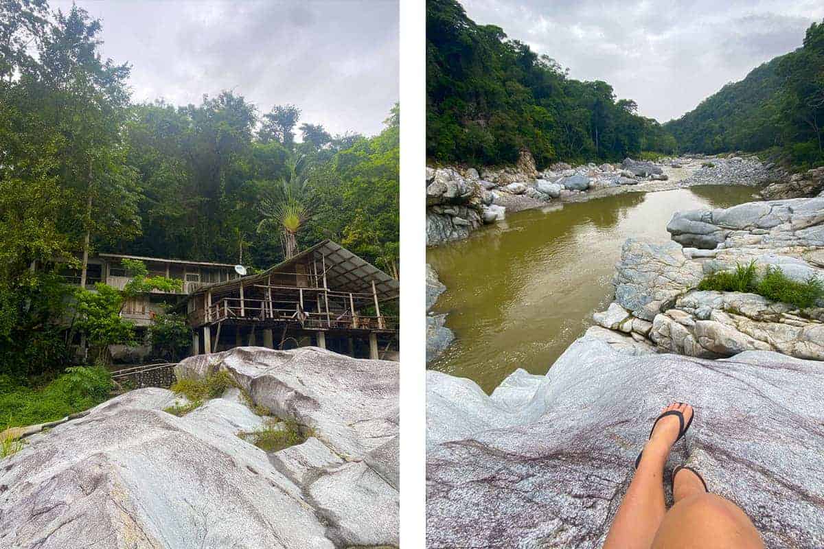 Backpacking Honduras: The Ultimate Guide For Backpackers & First Time Visitors 2025 13 looking back to our accommodation in pico bonito national park and enjoying the views in front of the river