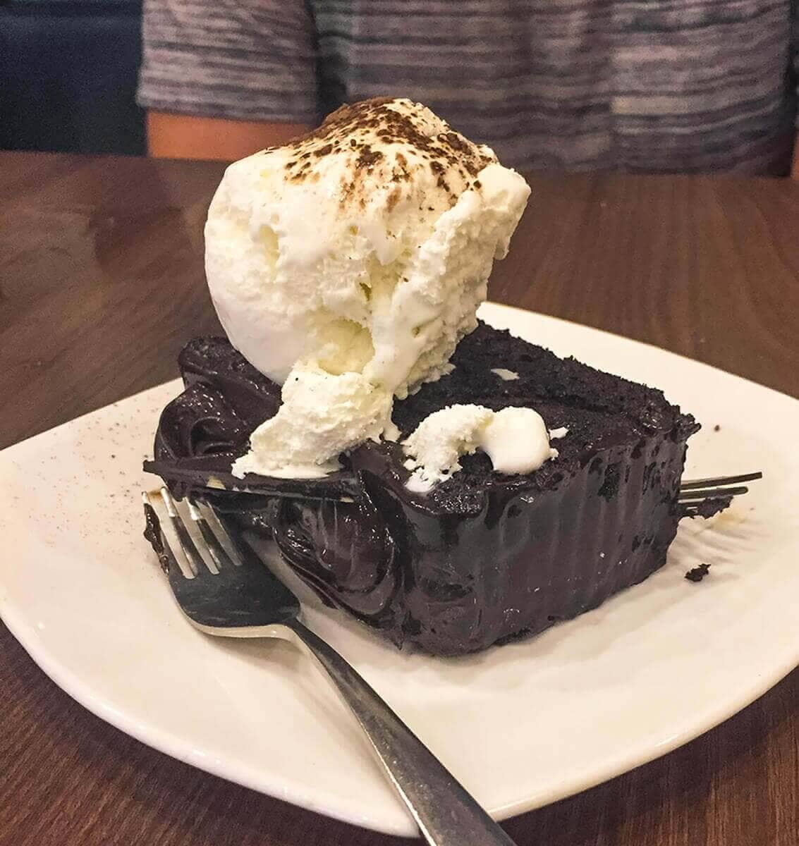 Backpacking Kathmandu: Everything Travelers Need To Know 8 chocolate cake french bakery covered in ice cream in kathmandu