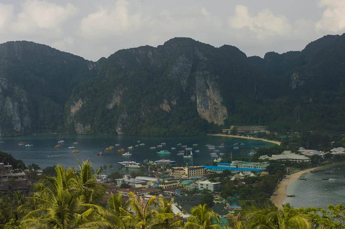 Backpacking Koh Phi Phi Travel Guide And The Best Things To Do 4 view of tonsai town from the koh phi phi lookout