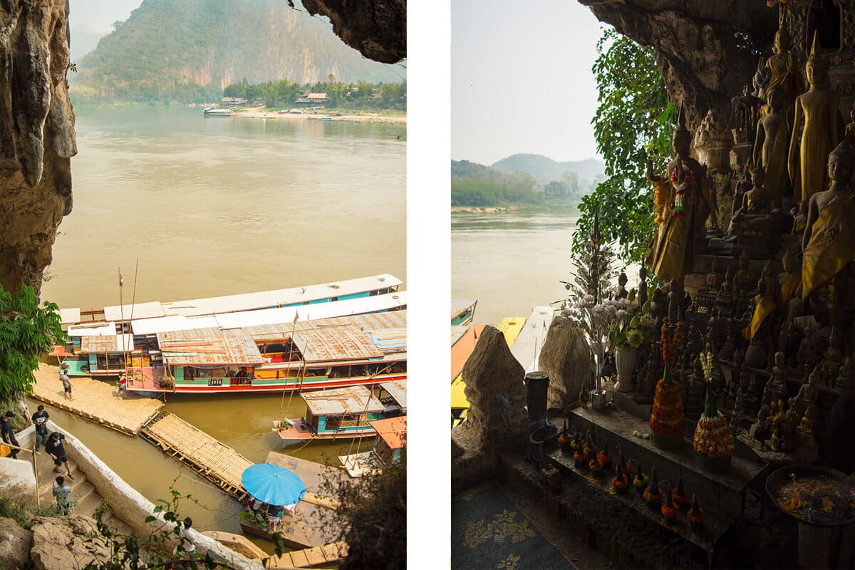 Backpacking Luang Prabang Guide: All You Need To Know 16 view of the slow boats waiting at pak ou caves