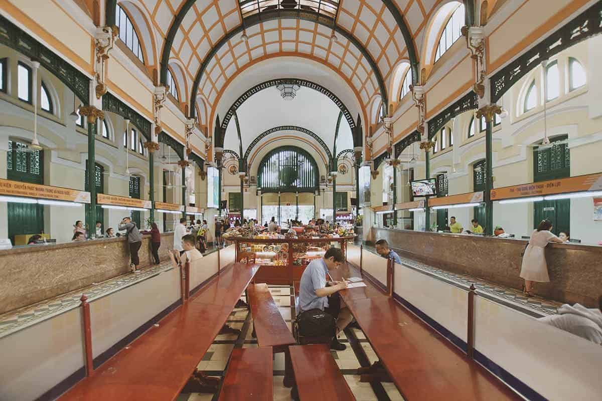Backpacking Ho Chi Minh City (Saigon): My Top Travel Tips 15 inside the beautiful post office in ho chi minh city