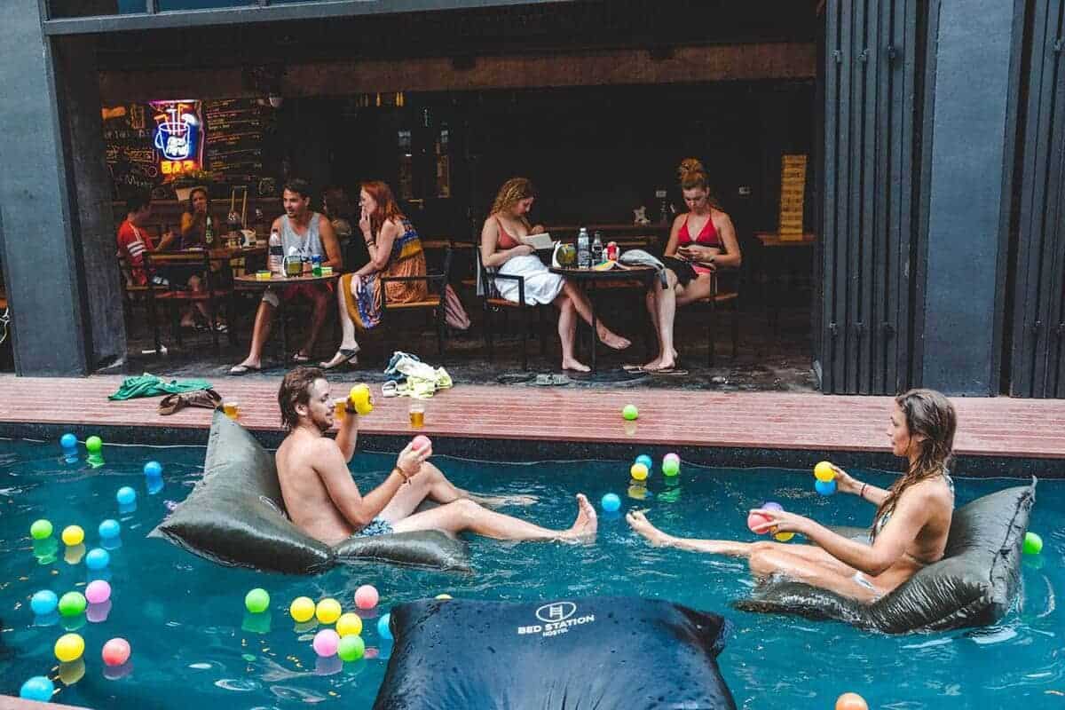 17 BEST Hostels On Khao San Road For Travelers! (2025) 5 bed station hostel pool party with toys