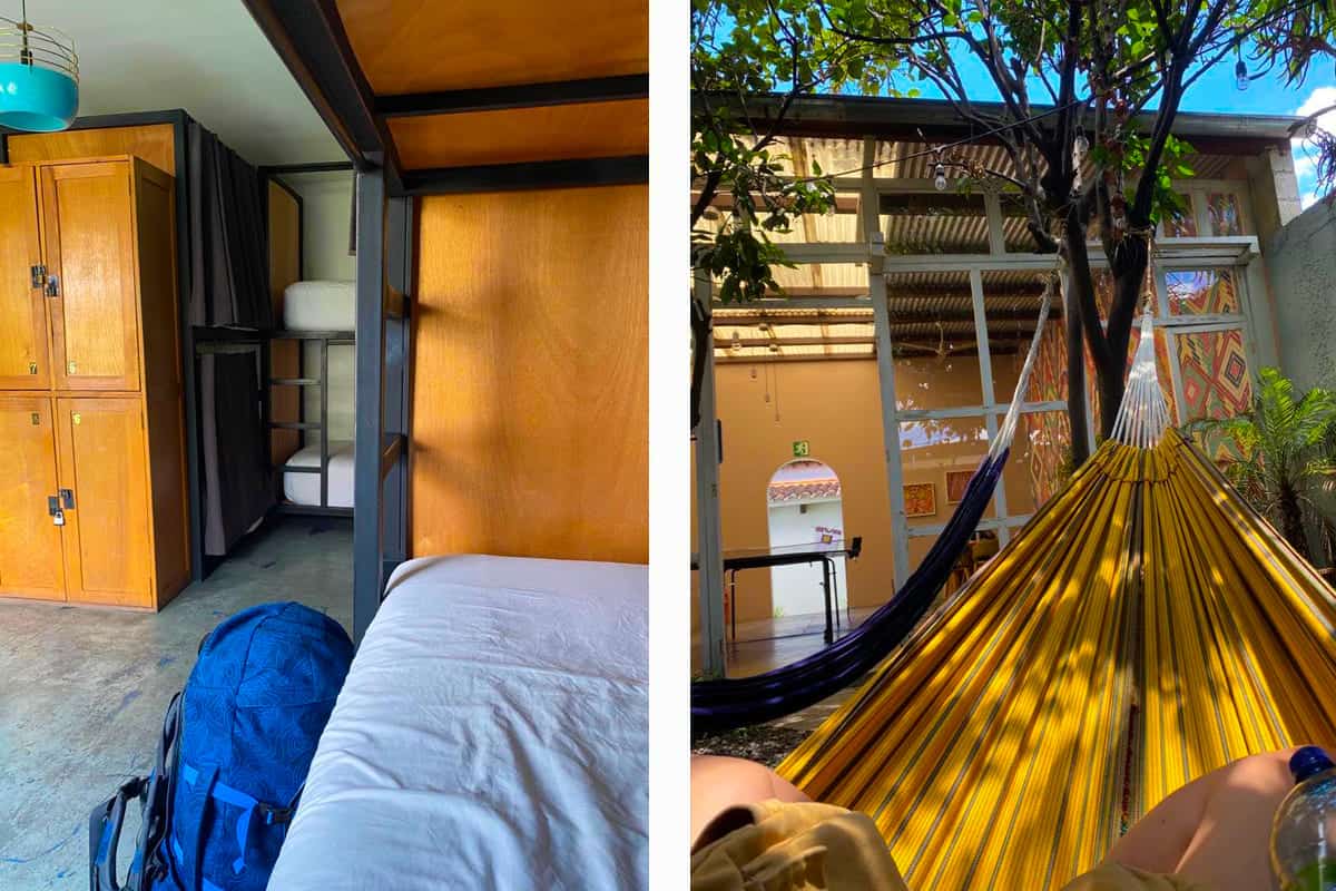 Best Hostels In Antigua, Guatemala: Best Stays In 2025 31 large and spacious dorm rooms where your beds are made everyday // enjoying relaxing on a hammock at maya papaya