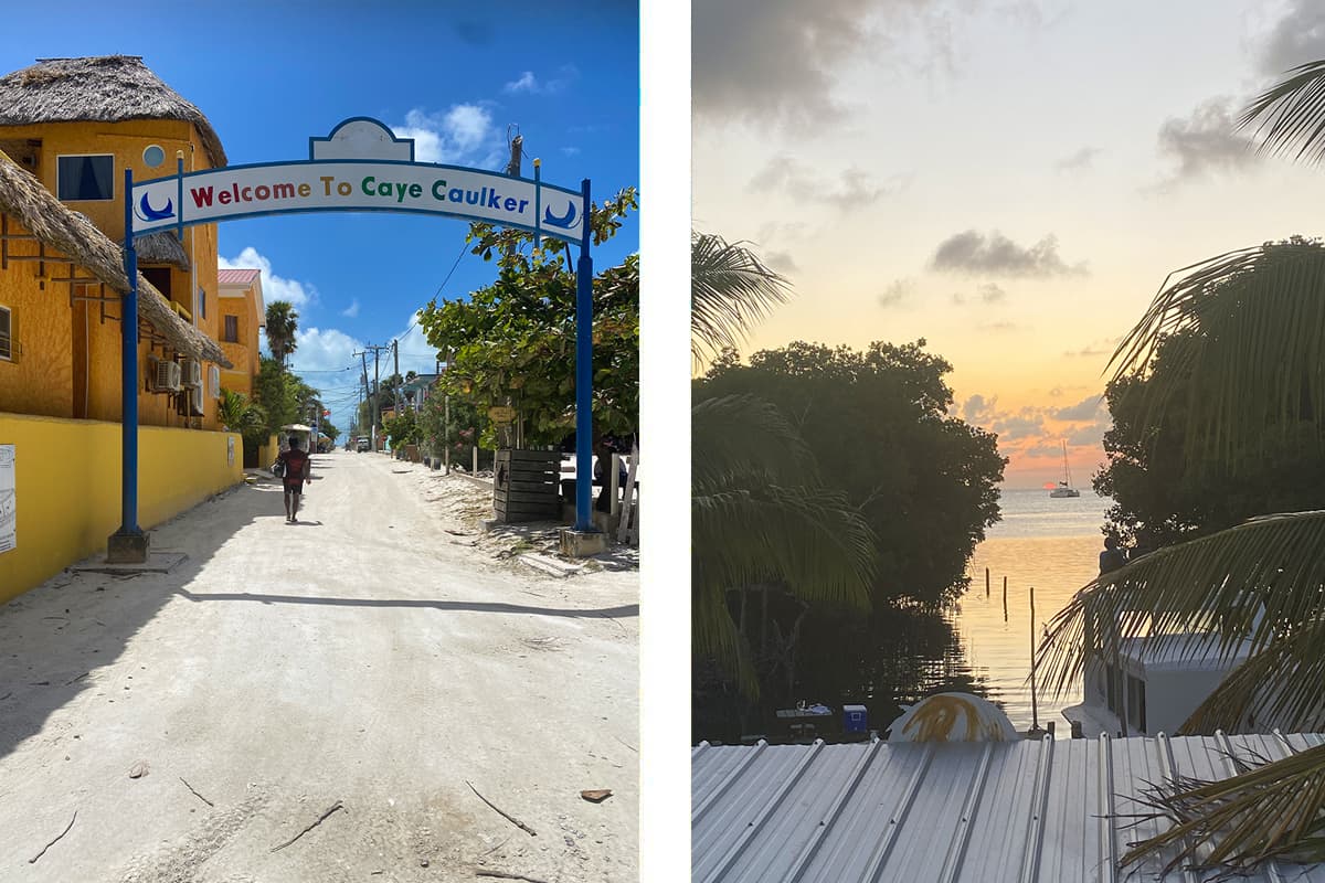 Hostels In Caye Caulker: BEST Stays For Backpackers 4 arriving in caye caulker from san pedro on the ferry // enjoying a beautiful sunset from bellas backpackers in caye caulker