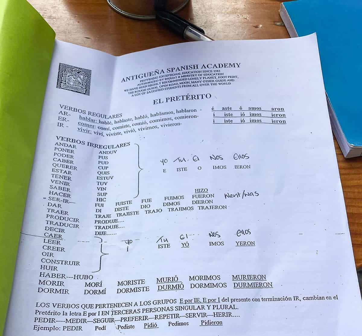 Studying Spanish In Antigua Guatemala: My Experience, Is It Worth It As A Traveler & More 19 my provided textbook from antigua spanish academy where I studied Spanish in antigua