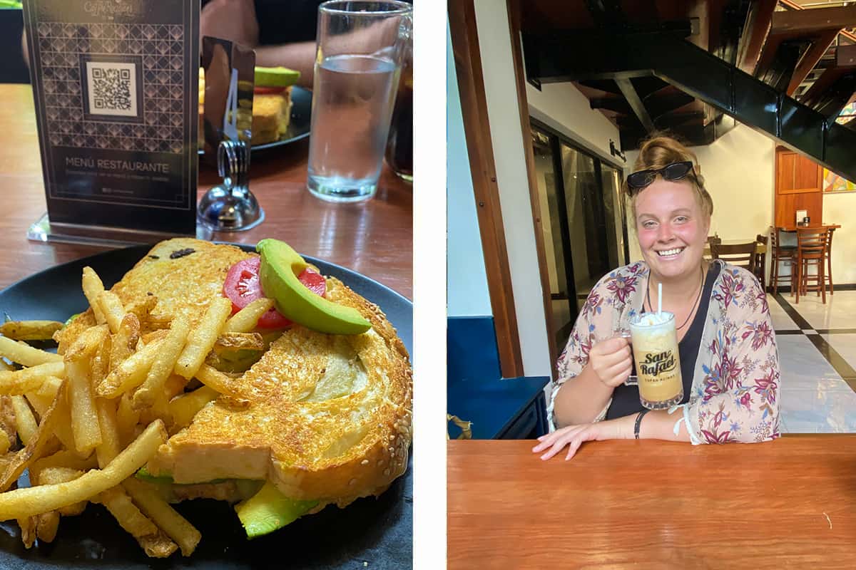 The 24 Best Things To Do In Copan Ruinas: From Ruins, Hot Springs, Food & More 24 a cheese and avocado toastie and a iced chai latte at cafe san rafael