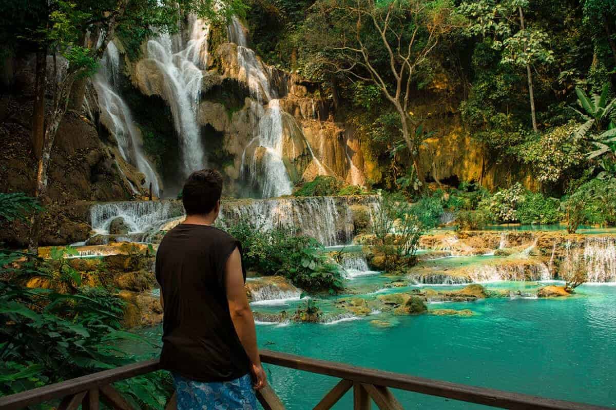 the best waterfalls in laos james at kuang si falls