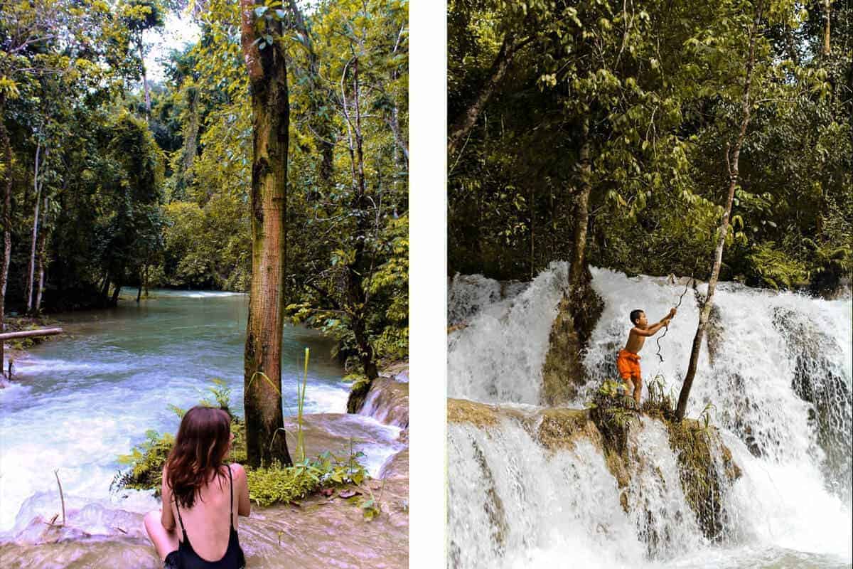 7 BEST Waterfalls In Laos You NEED To Explore 6 tad sae waterfall jumping into water at luang prabang