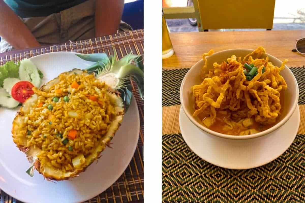 Cost To Travel Thailand: How I Spent $23 Per Day 6 a taste from heaven chiang mai fried rice pineapple and khao soi