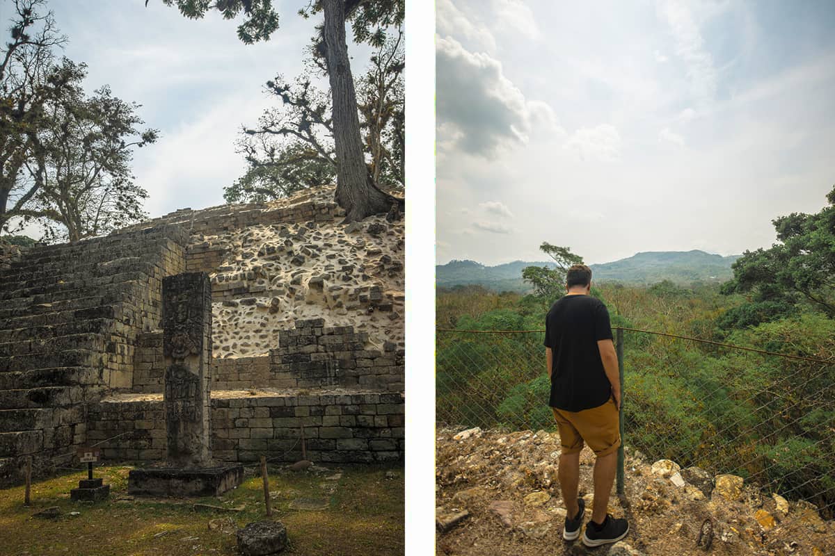 Copan Mayan Ruins: BEST Tips For Visiting In 2025 13 one of the many impressive stelae // looking over to the nearby jungle from the copan ruins
