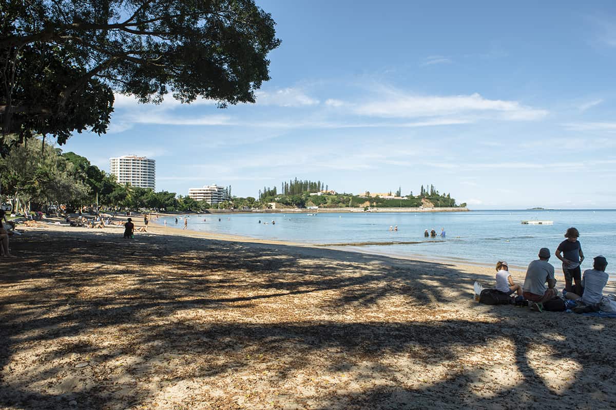 families hanging out at the beach of baie des citrons