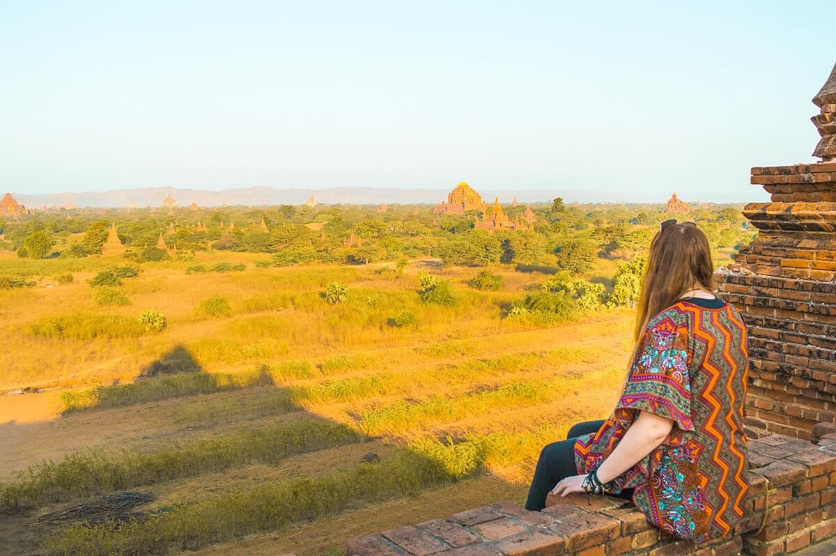 How Much Does It Cost To Travel In Myanmar? 15 tasha amy watching the views over the temples
