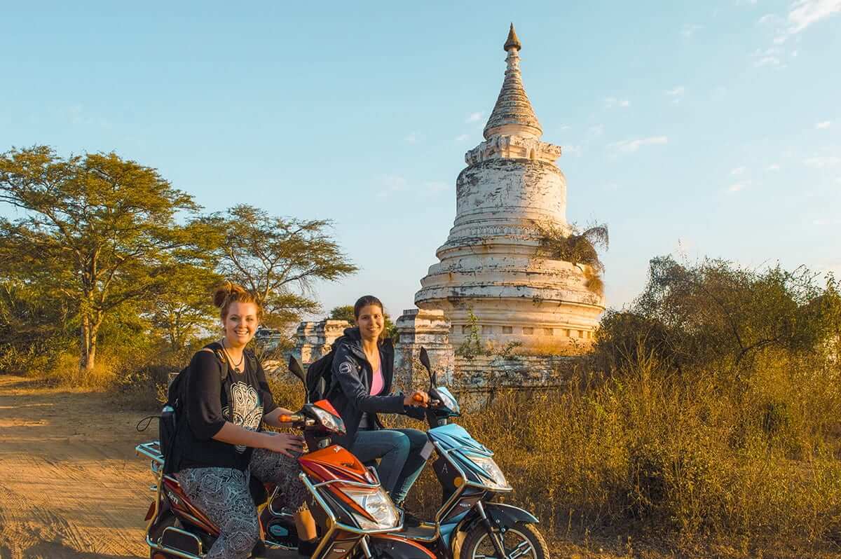 How To Explore The Temples In Bagan, Myanmar 4 riding ebikes around bagan