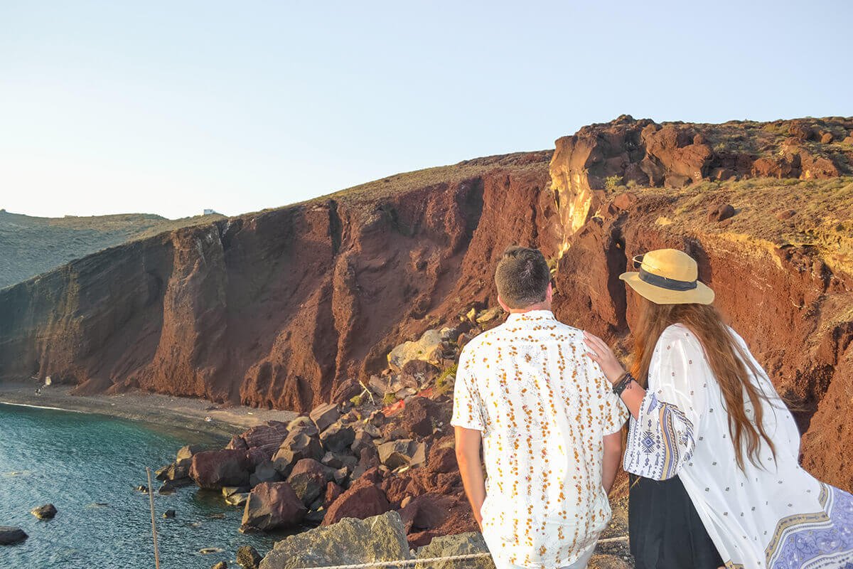 Sightseeing Santorini- Exploring In A Private Taxi With Santorini Best Tours 18 landslide at red beach santorini sightseeing