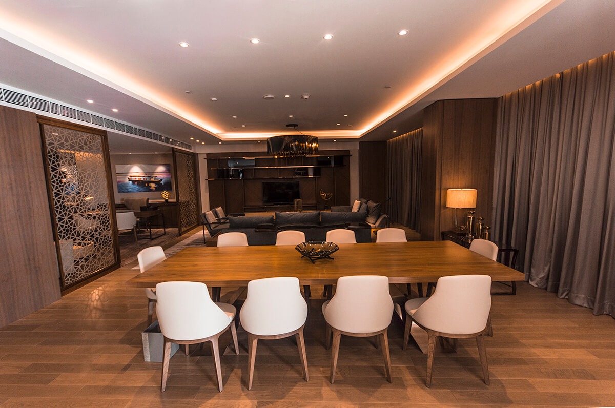 dining area in the presidential suite - grand hyatt kochi