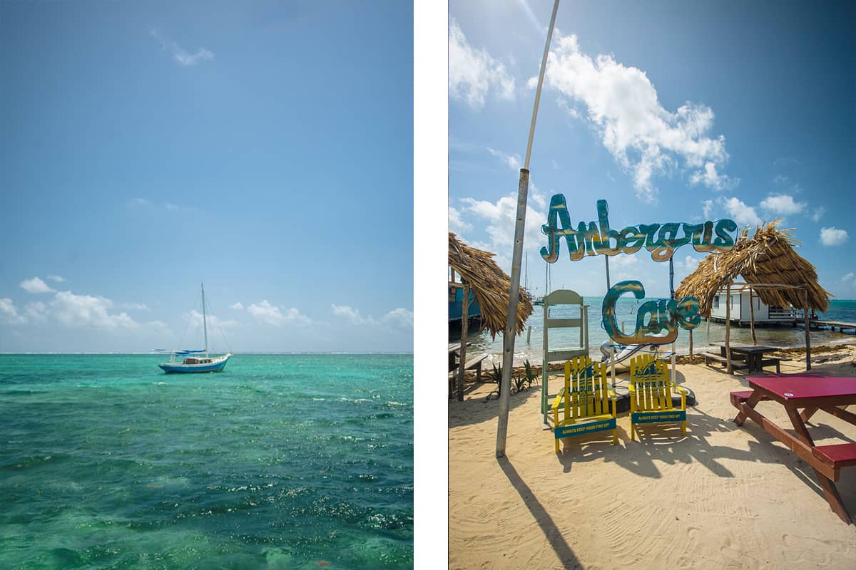 BEST Hostels In Ambergris Caye & Backpacking San Pedro 25 a small sailboat off the shore in san pedro // the touristy ambergris caye photo opportunity in the main park in san pedro
