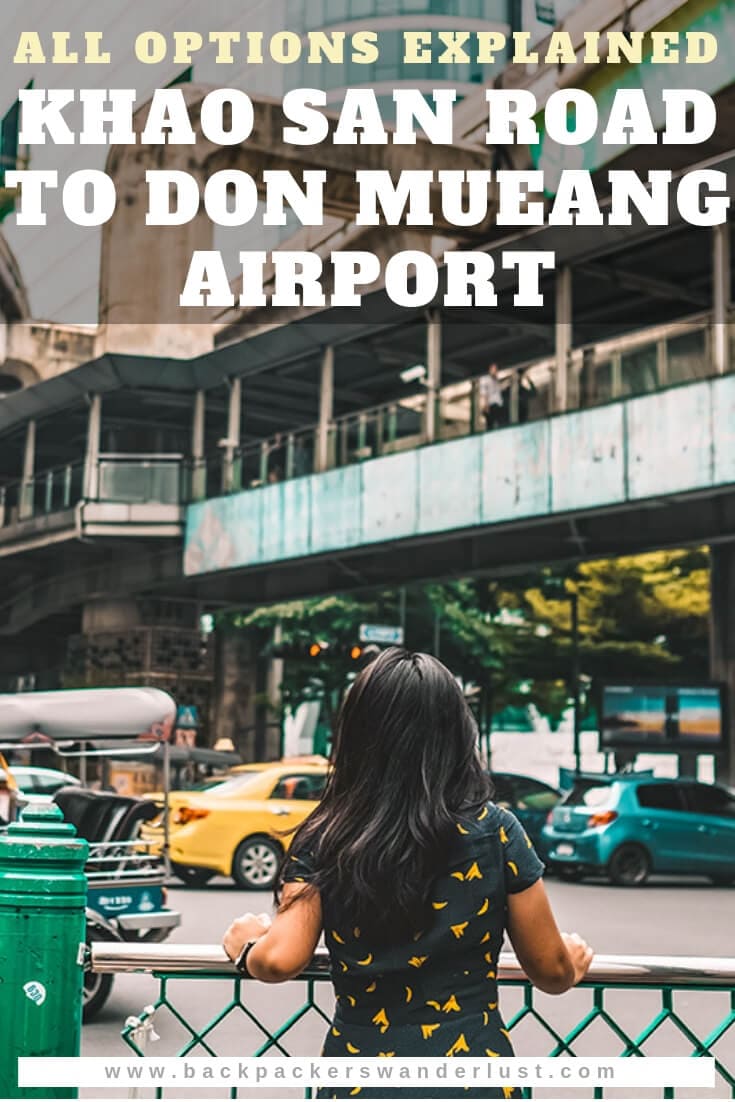 How To Travel Khao San Road to Don Mueang Airport 13 If you are a backpacker on a budget it is likely you will be flying from Bangkok's budget airport. That means you will need to find a way from Khao San Road to Don Mueang Airport. Whether that is train, taxi, tuktuk, limo bus or local bus. I will explain all options for you.