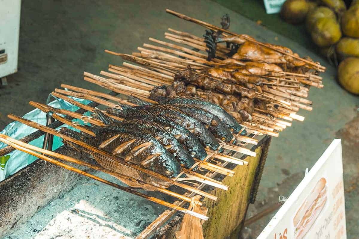 Kuang Si Falls In Luang Prabang: The Ultimate Guide 16 fish and assorted meats on a bbq