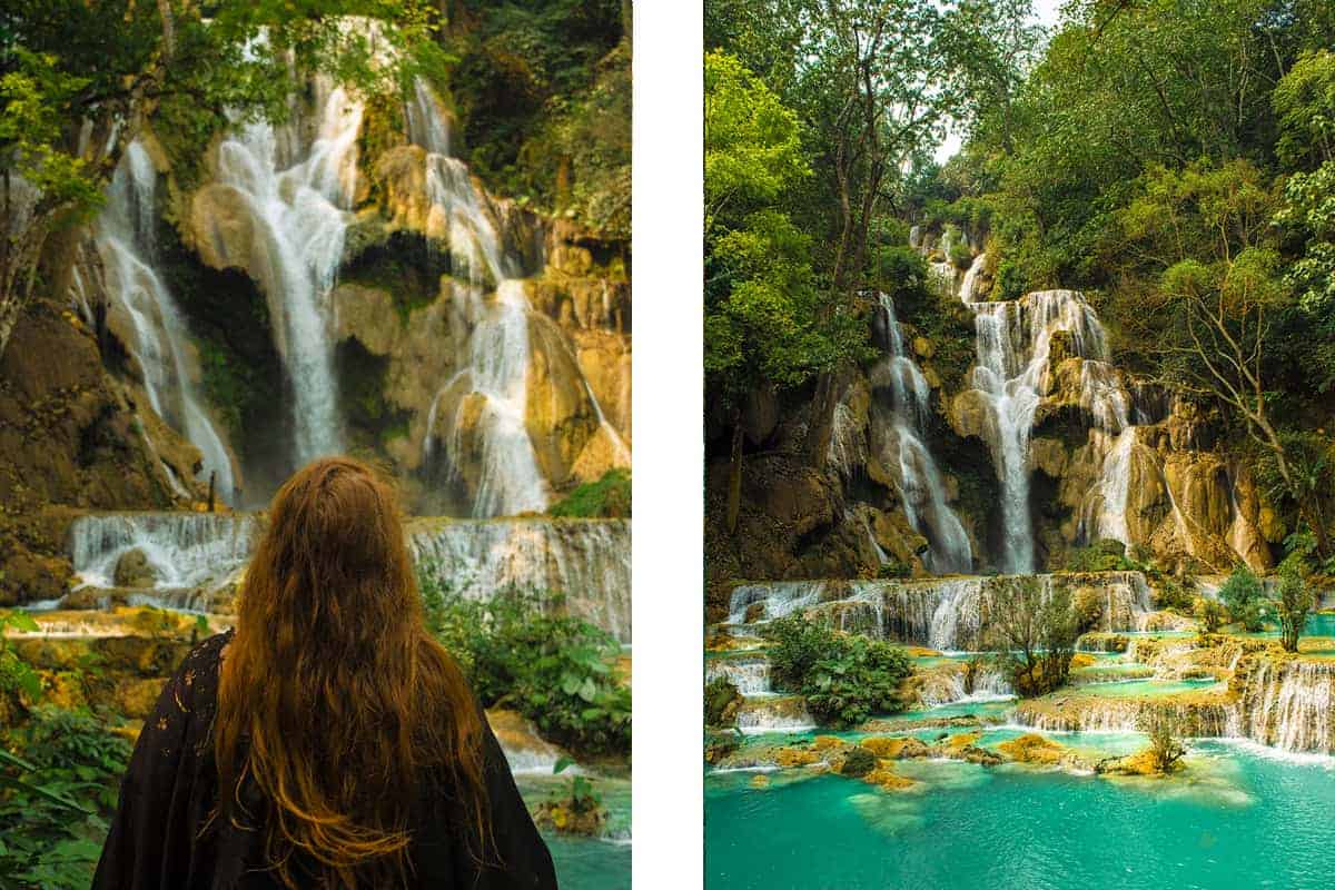 Kuang Si Falls In Luang Prabang: The Ultimate Guide 12 standing in front of kuang si falls