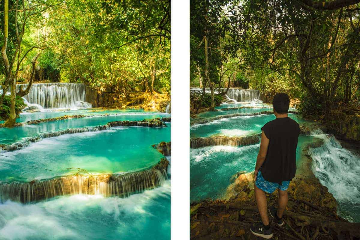 Kuang Si Falls In Luang Prabang: The Ultimate Guide 7 looking at the cascades at kuang si falls