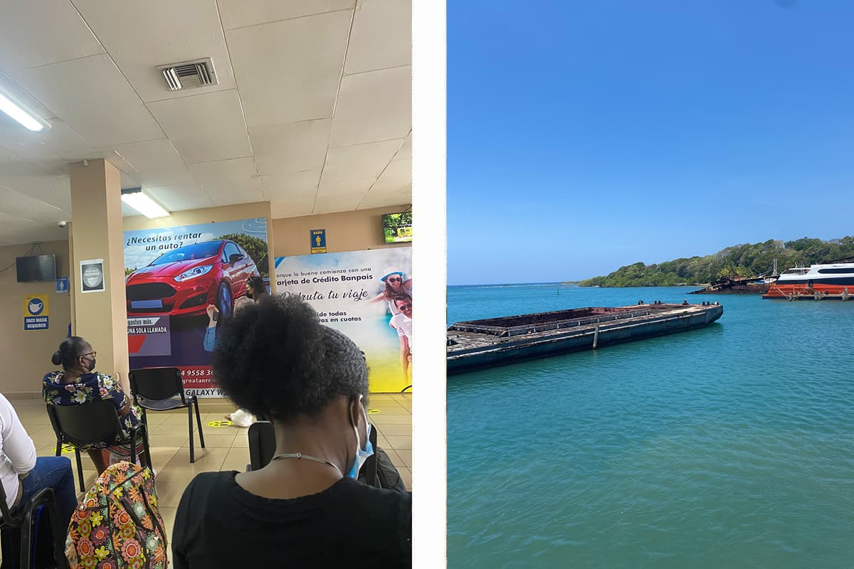 Backpacking Roatan & BEST Hostels In Roatan (2025) 17 social distancing in the waiting room for the ferry from la ceiba to roatan // some of the views from the ferry terminal in roatan