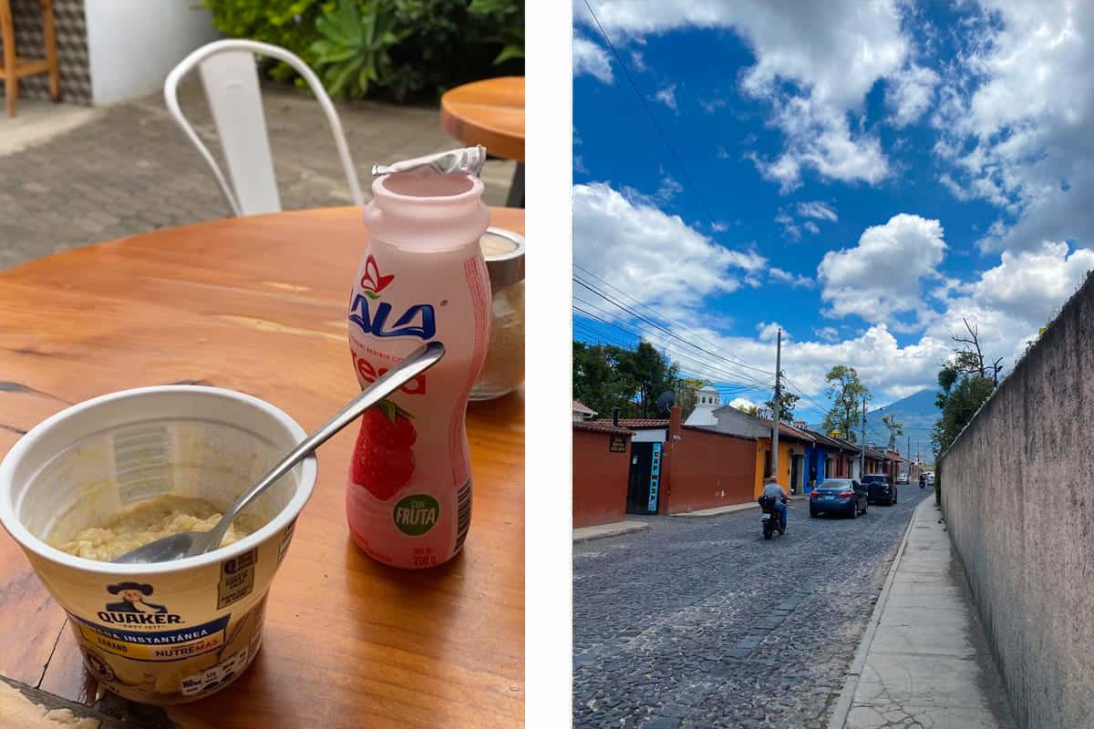 Studying Spanish In Antigua Guatemala: My Experience, Is It Worth It As A Traveler & More 20 a typical day for me, starting with oats and a smoothie at my hostel, then walking to my Spanish school in antigua