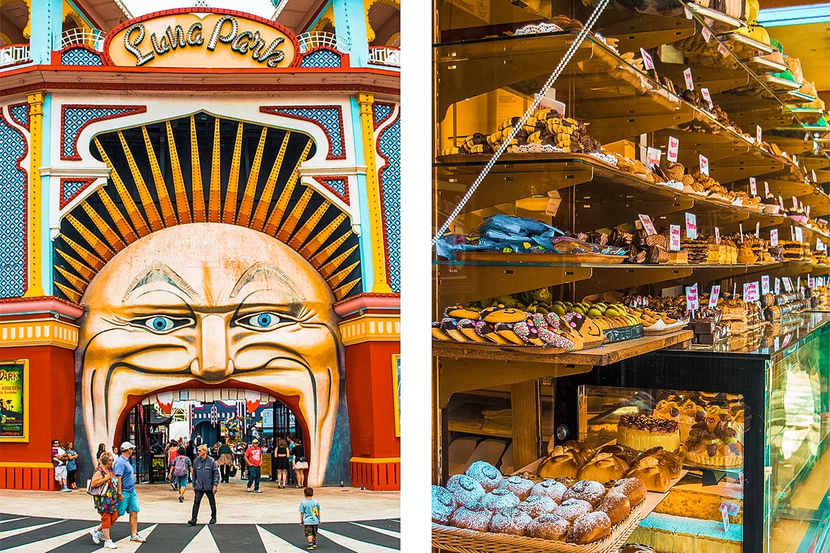 16 Best Things To Do In St Kilda, Melbourne For The Ultimate Time 23 the entry to a busy luna park // delicious cakes in a shop window, the foodie scene here is incredible