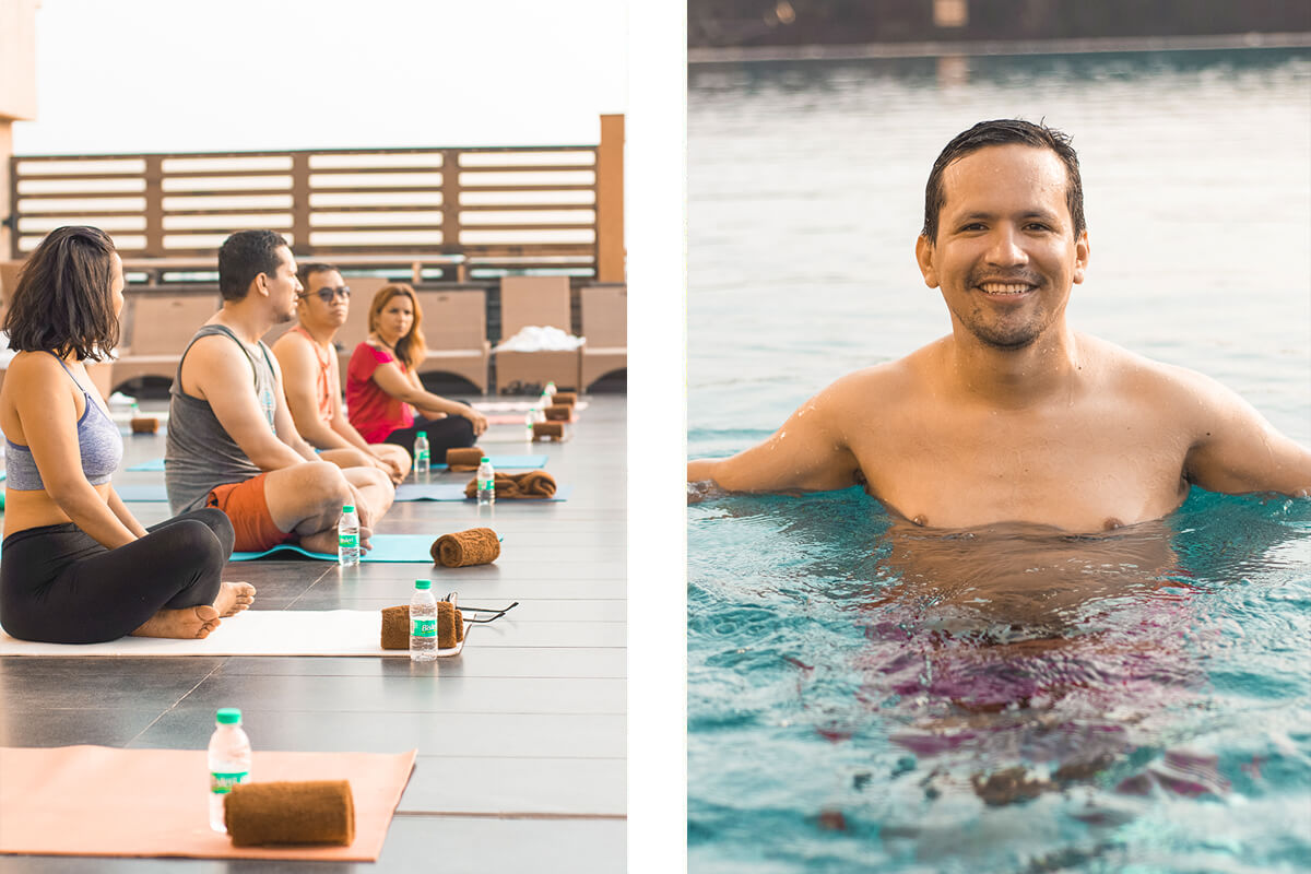 Review Of The Kochi Marriott Hotel: Sleeping 5 Star In India 12 pilates by the pool side at the kochi marriott hotel in in kerala, india