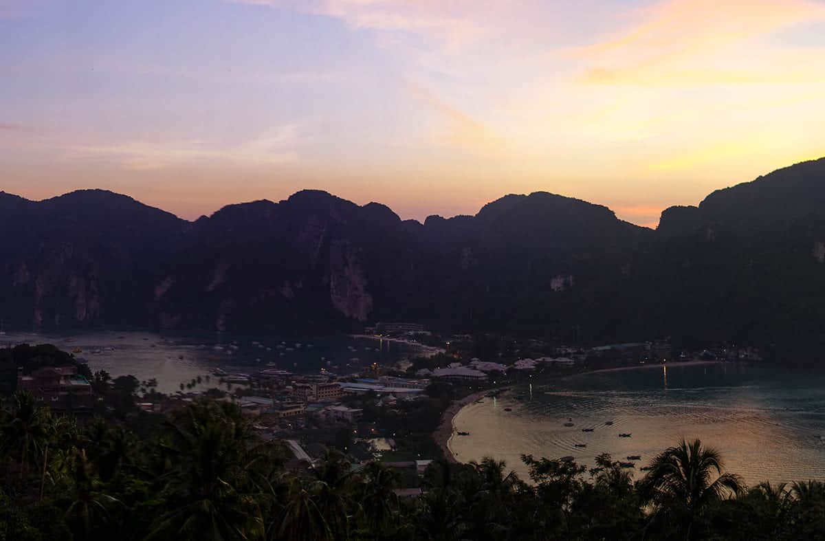 Koh Phi Phi Viewpoint: How To Hike To All 3 Phi Phi Viewpoints (2025) 11 koh phi phi from viepwoint 3 at sunset
