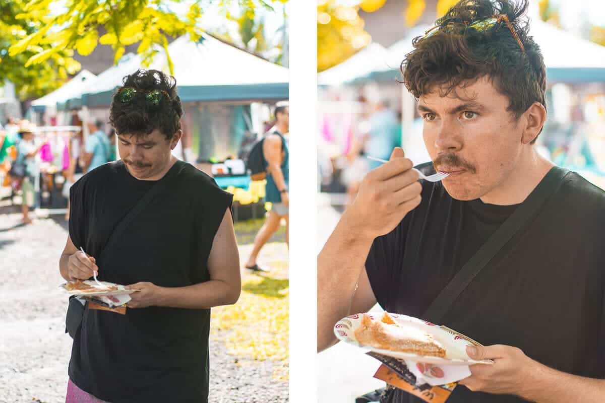 Punanga Nui Market: The Perfect Saturday Morning In Rarotonga 10 testing out a delicious crepe from the punanga nui market