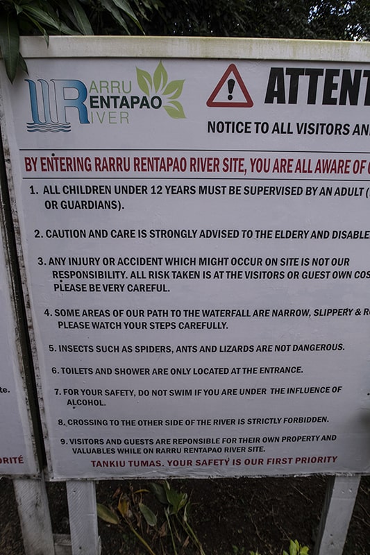 Rarru Cascades In Port Vila: BEST Tips For Visiting 2025 8 a notice to all visitors informing of the rules at rarru cascades