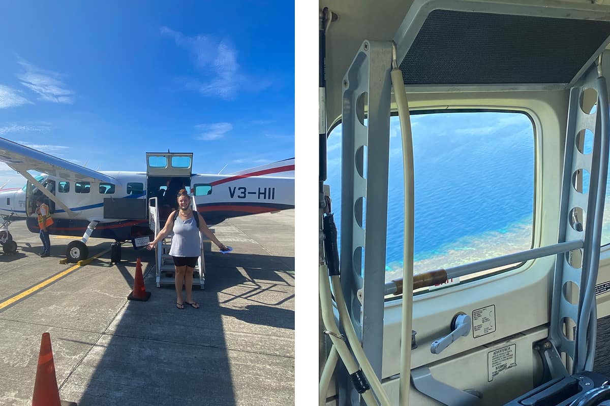 Roatan To Belize: The BEST Scenic Commercial Flight 23 having the closest moment i will ever have to a private plane // looking out the back window where the stairs fold up