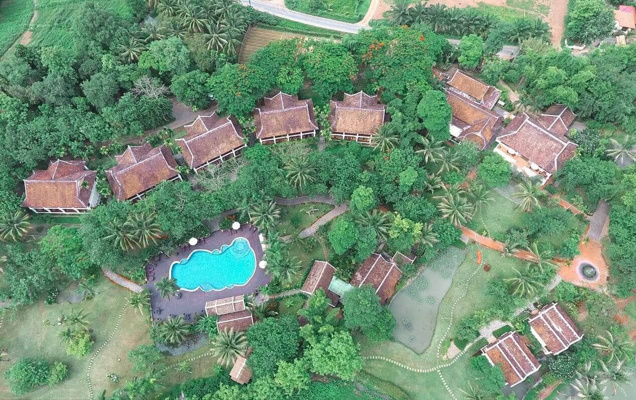 Where To Stay In Luang Prabang: Best Hotels In Luang Prabang 8 santi resort from above in luang prabang