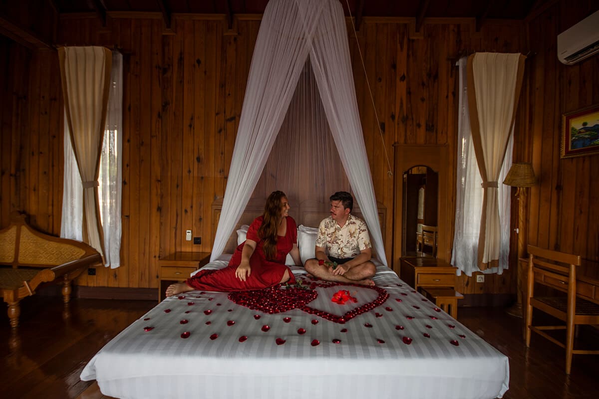 Serenity Inle Resort: The Best Stay In Inle Lake 4 couple surrounded by rose petals on bed