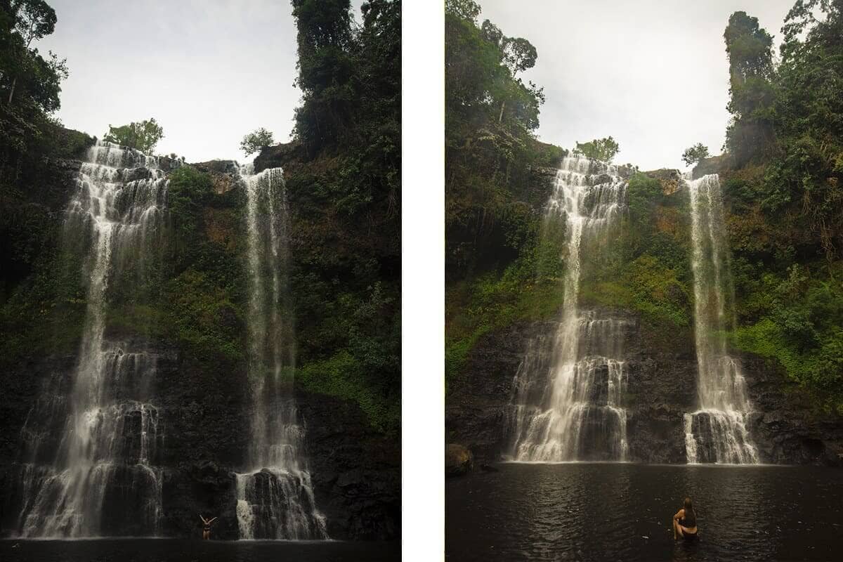 Tad Yuang Waterfall In Pakse: A Must Visit In Southern Laos 5 double falls from far at tad yuang waterfall