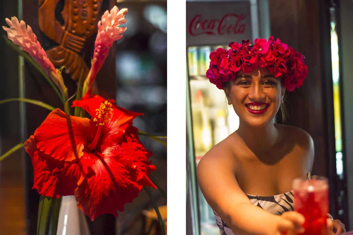 Te Vara Nui Cultural Show In Rarotonga: Is It Worth It 7 hibiscus flower and welcome drink at te vara nui