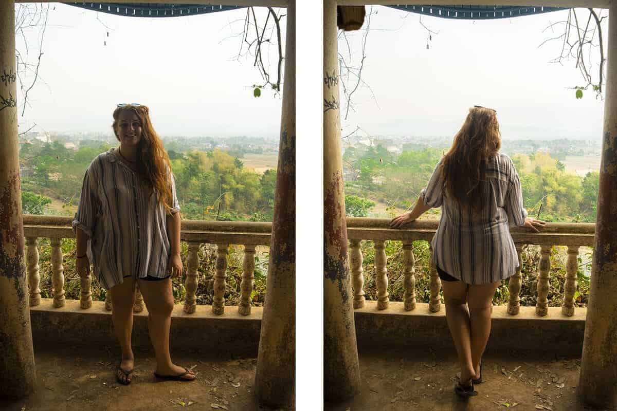 Tham Chang Cave & Blue Lagoon 2: ULTIMATE GUIDE 9 looking over the township of vang vieng from a viewpoint inside tham chang cave