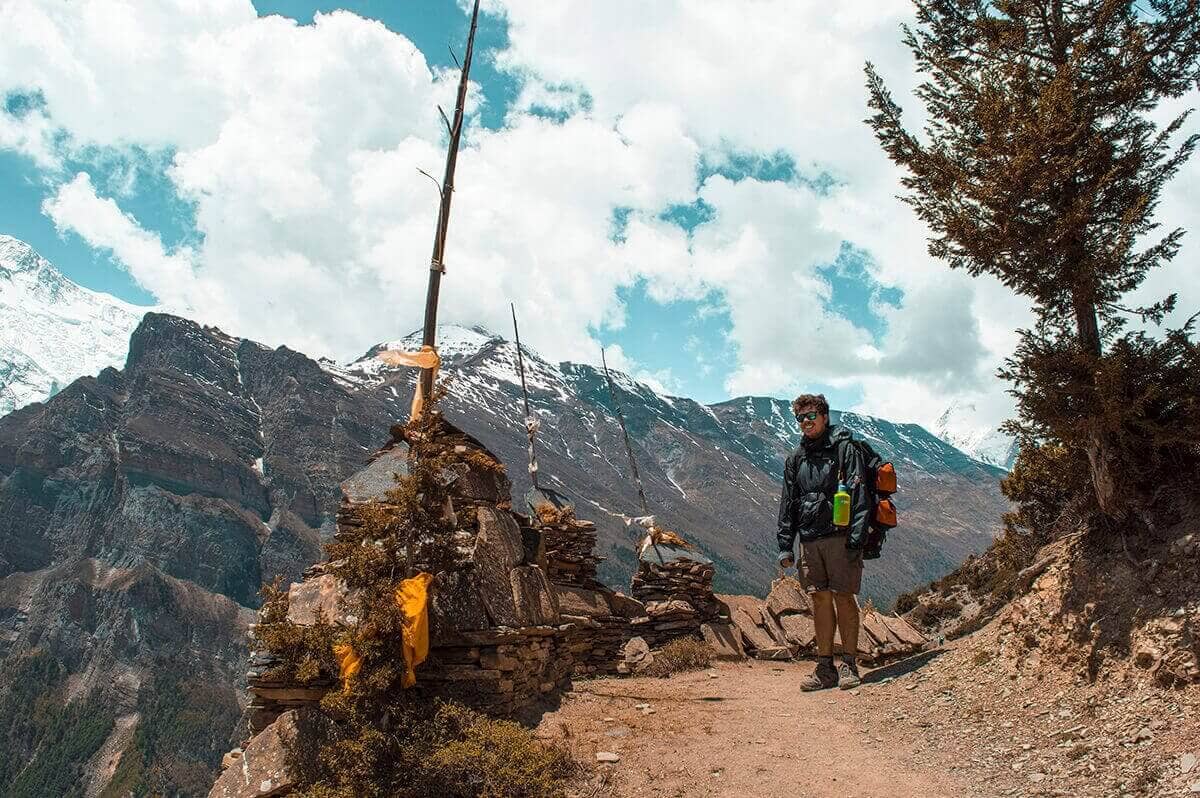 stupa upper pisang to ngawal on the annapurna circuit nepal