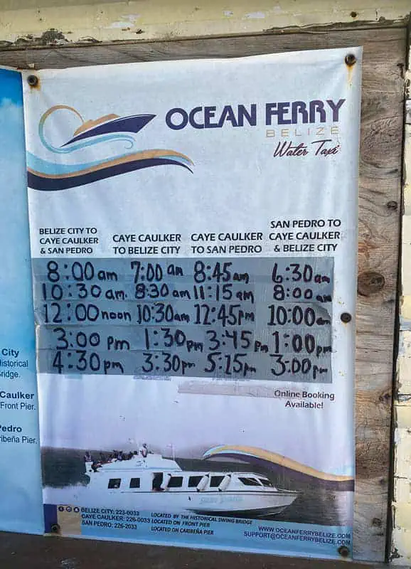 1 Week In Belize Itinerary: BEST 7 Days In Belize 21 the ferry schedule for traveling around belize on the ocean ferry water taxi